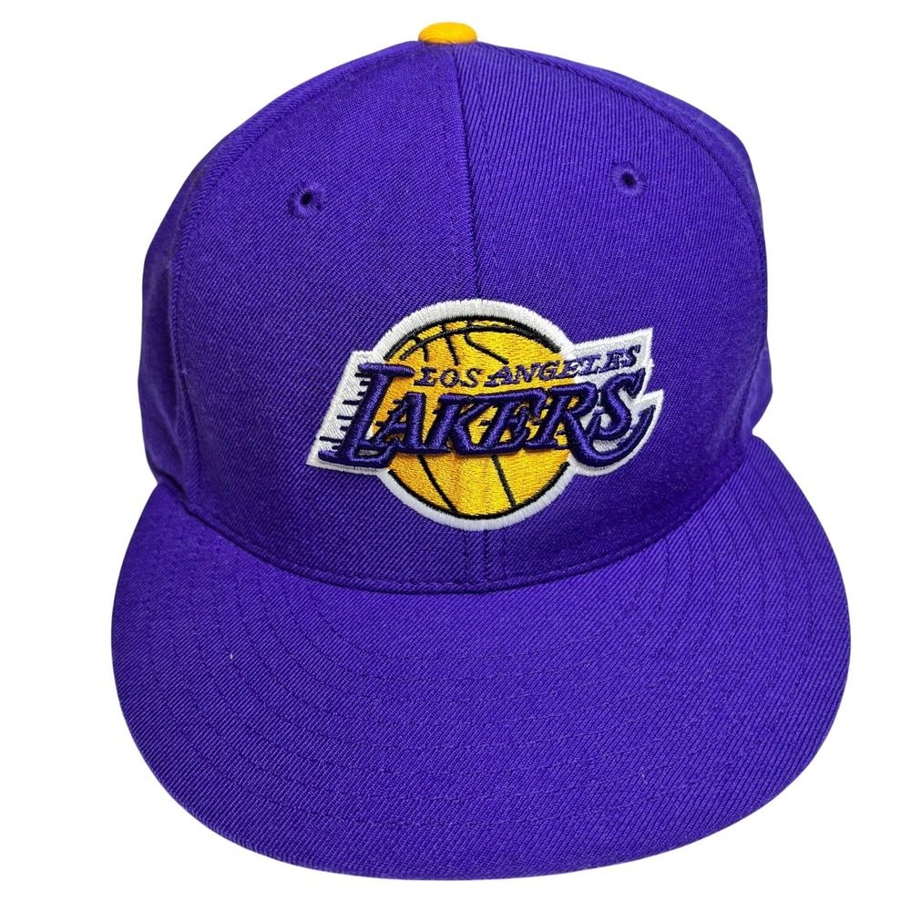 Mitchell & Ness Los Angeles Lakers Fitted Hat 7 3/8 Purple Gold NBA Flat Bill